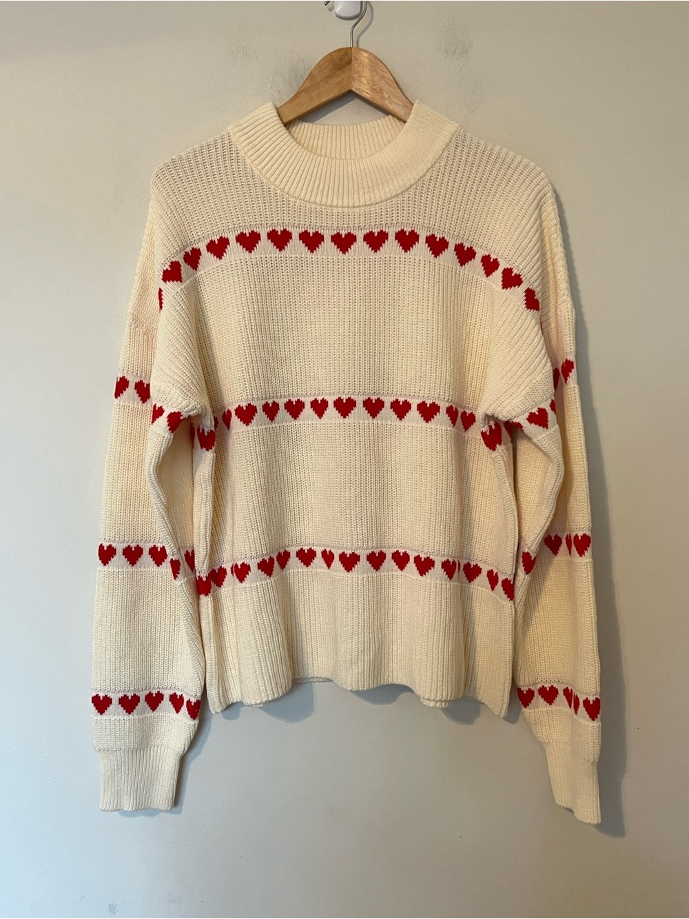 Smash + Tess Heart Print Cream Knit Sweater M/L Coquette - Picture 2 of 11